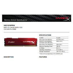 HX313C9FR 8 Fury 1333 C9 8GB