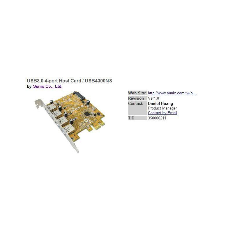 Sunix USB4300 4xUSB3.0 PCI E
